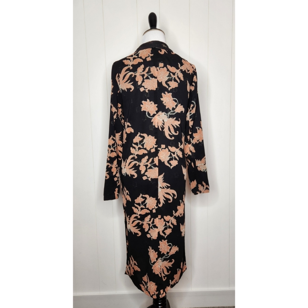 Scotch & Soda Fading Roads Lightweight Black Floral Print Duster Jacket Kimono - Picture 6 of 9